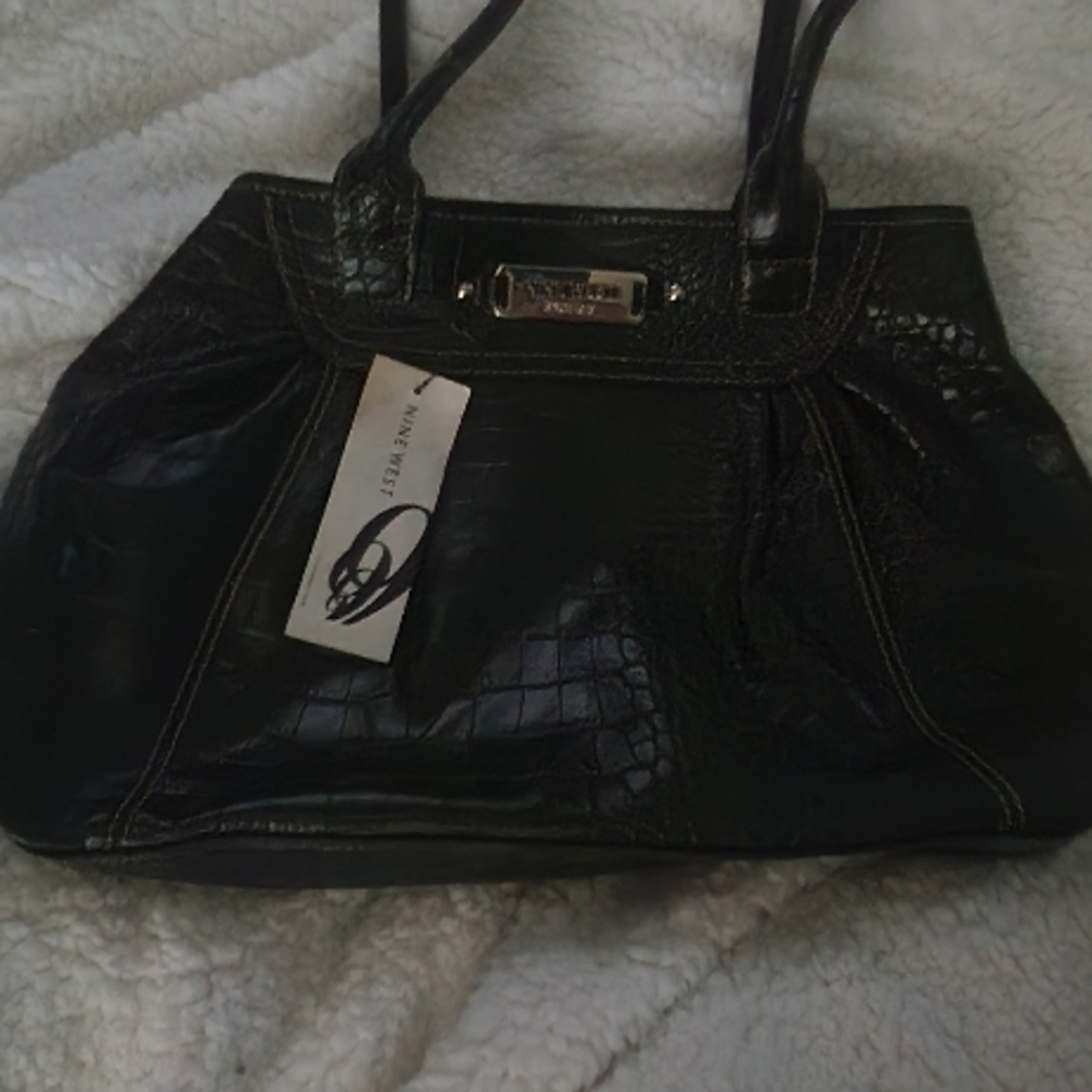 Nine West Black Croc-Embossed Purse